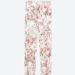 Zara Pink Floral Garden Print Pants Large